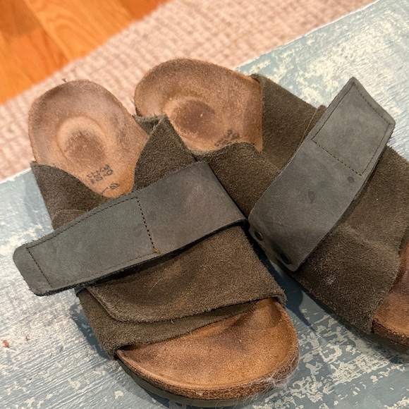 Birkenstock Olive Green Suede Slide Sandals - Picture 2 of 4